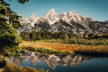 Grand Tetons Mountains in the morning sun