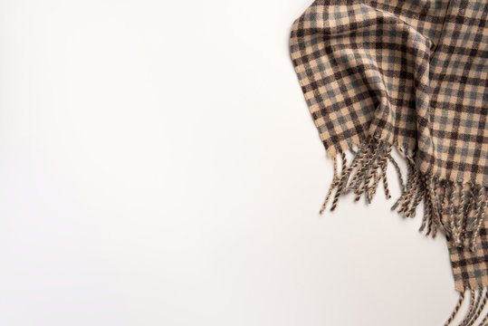 Warm scarf  isolated on white background. Flat lay.