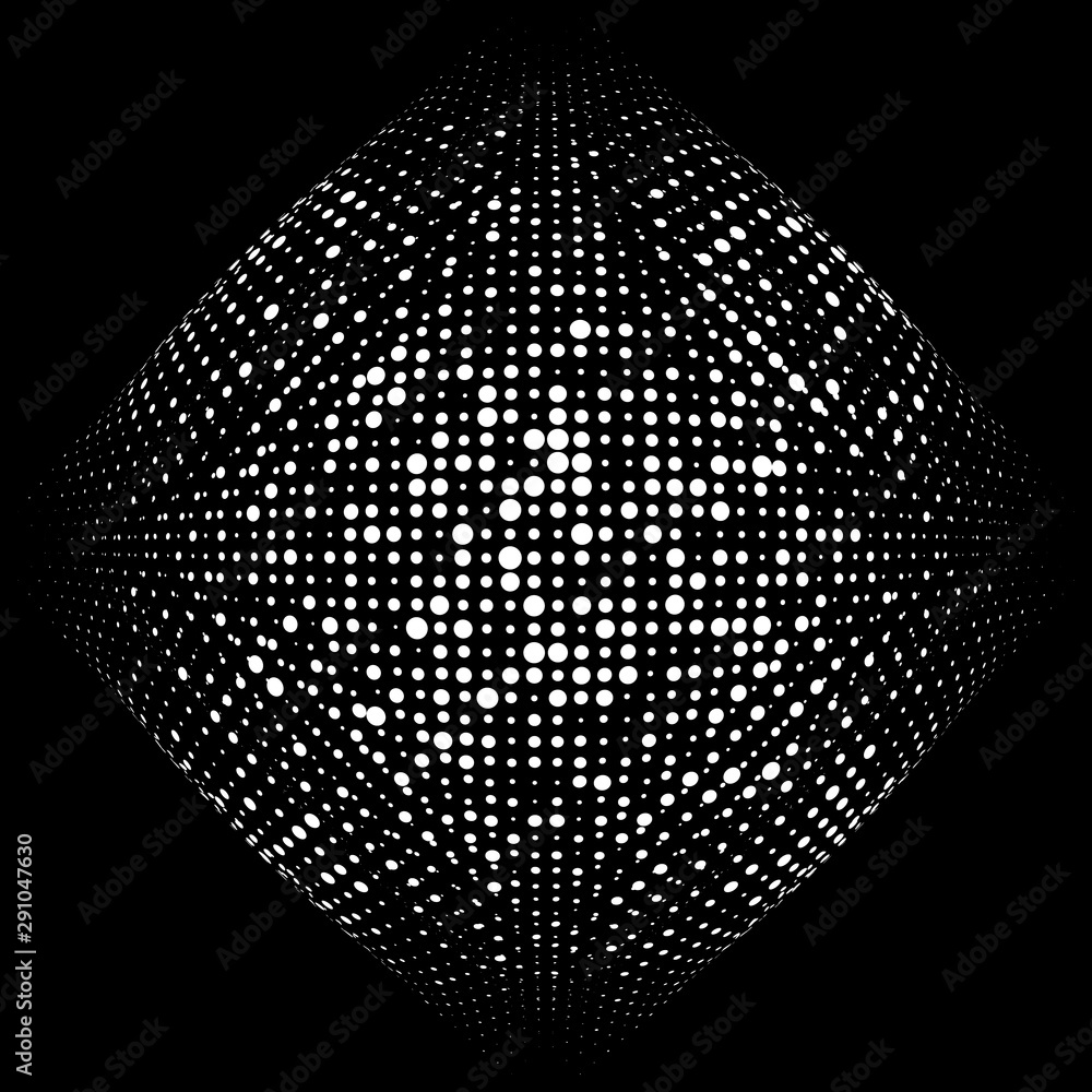 Fototapete half-tone dots. dotted, circles pattern. sphere, orb or globe distortion speckles. diffuse radial, r