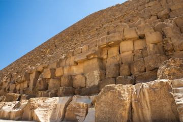 View fron bottom of The Great Pyramid of Giza ( Pyramid of Khufu or the Pyramid of Cheops) the...