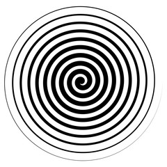 Abstract spiral, twist. Radial swirl, twirl curvy, wavy lines element. Circular, concentric loop pattern. Revolve, whirl design. Whirlwind, whirlpool illustration