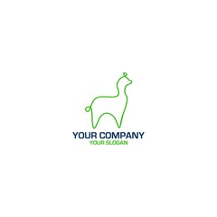 Llama Monoline Logo Design Vector © DuckOn