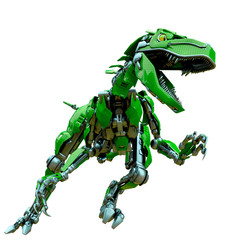 Fototapeta premium velociraptor robot in an agry attack
