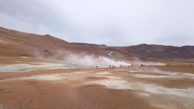 Aerial view of geothermal area Namafjall Hverir