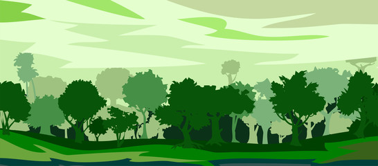 Nature, forest. Background picture. Vector illustration