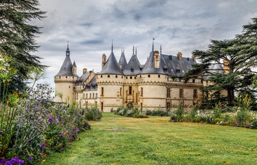 Fototapeta na wymiar Chaumont-sur -Loire castle, amazing fairy tale castle in the Loire Valley. France, Loir-et-Cher department.