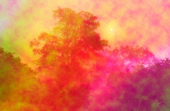 An abstract blurry landscape photo manipulation.