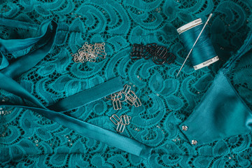 composition of sewing accessories top view