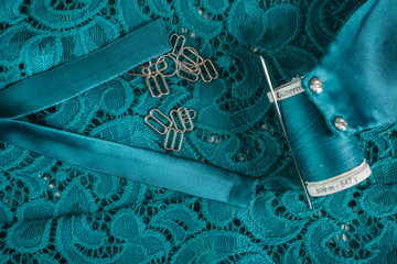 composition of sewing accessories top view