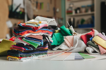 stack of fabric samples