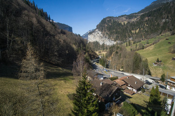 A picture that captured from the cable car in Lauterbrunnen in Switzerland on the way up to Murren alpine village.  