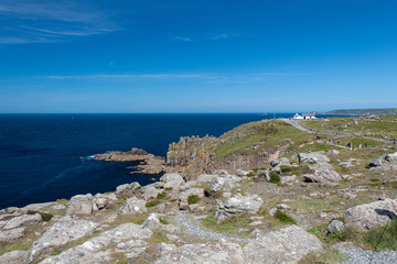 View of the cliffs at Lands End in Cornwall