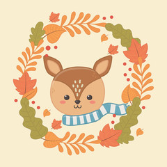 cute animal autumn season flat design