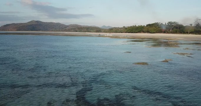 Aerial view of the boat in the sea