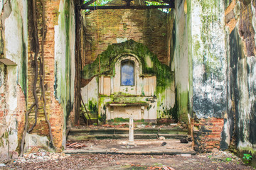 Interior of the ruins of the church at Engenho Amparo (a sugar cane farm dating back to the 17th...