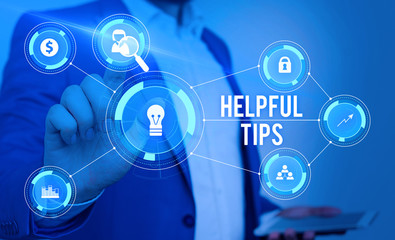 Word writing text Helpful Tips. Business photo showcasing Ask an Expert Solutions Hints Consulting...