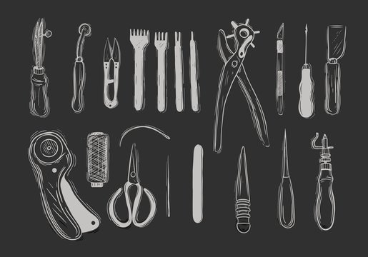 Leathercraft tools Royalty Free Vector Image - VectorStock