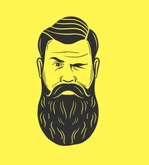 Bearded skull illustration, Vector hand drawn illustration.