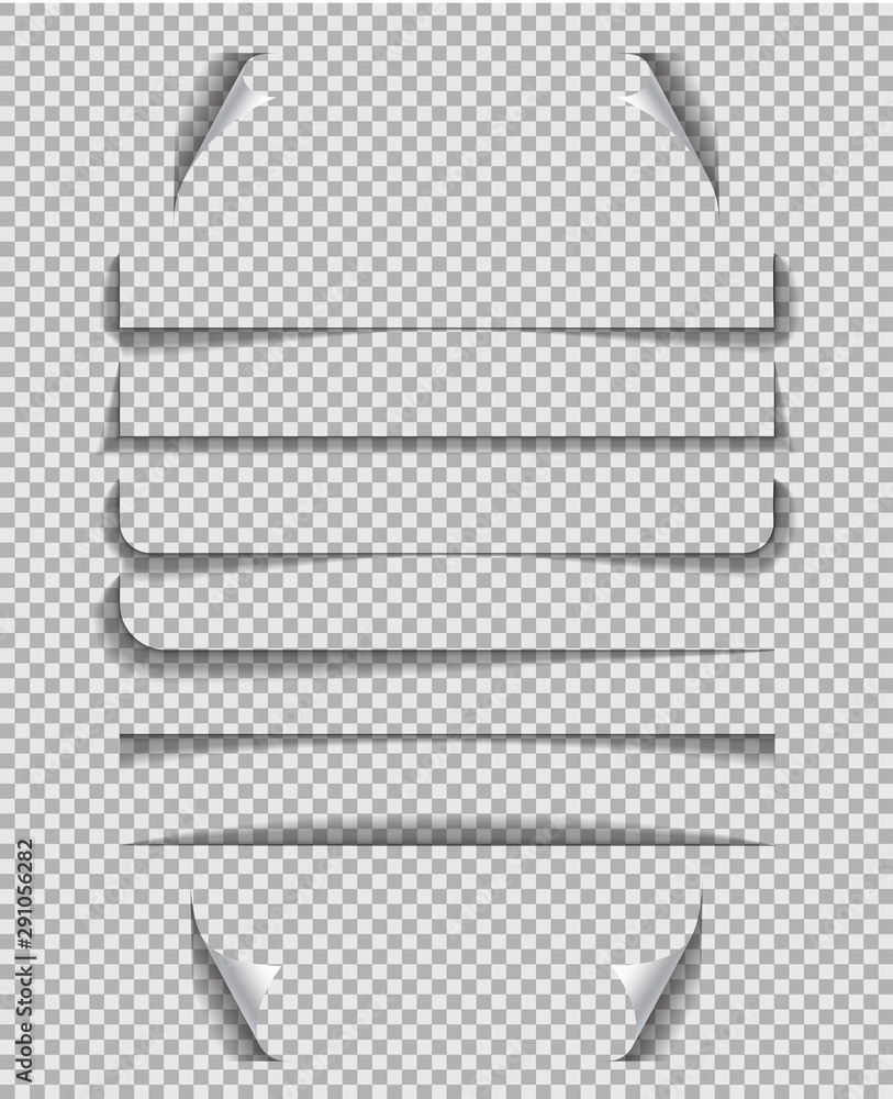 Aufkleber divider shadow line. frame of edge of paper on transparent background.paper line with shadow for ban
