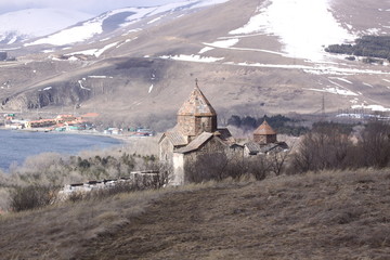 Fototapeta premium Armenia. Sevanavank (Sevan Monastery), a monastic complex located on a island of Lake Sevan in the Gegharkunik Province