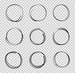 Design sketch hand drawn circle. Graphic round doodle in sketch style.Draft bubble of pencil. vector