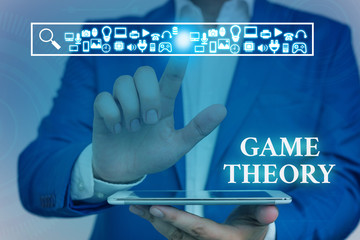 Word writing text Game Theory. Business photo showcasing branch of mathematics concerned with...
