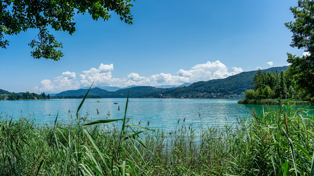 Panorama View of Lake Woerthersee in Carinthia, Austria