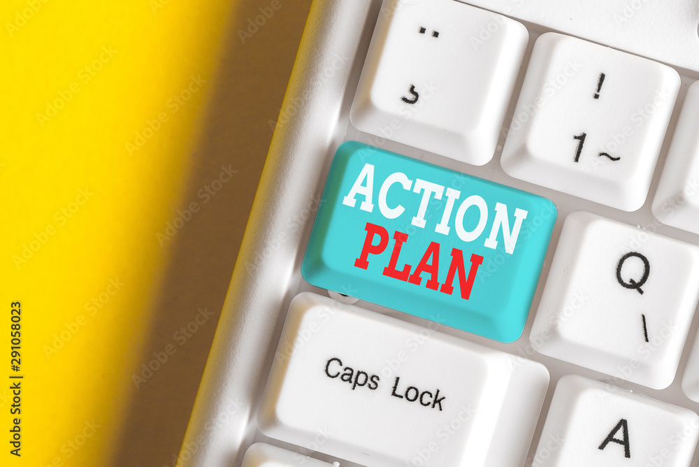 Poster writing note showing action plan. business concept for list of things or schedule to be made thia cu