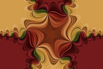 Variegated curved lines with kaleidoscopic effect, abstract decorative background, seamless pattern