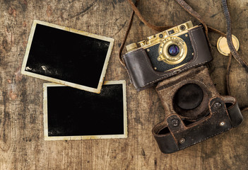 Antigue film camera photo frames Vintage still life