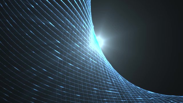 Blue digital technology particles on black background (Looping) 