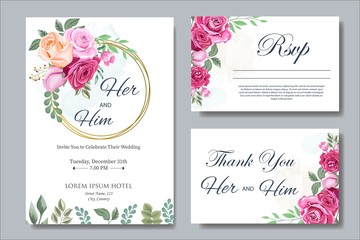 Fototapeta na wymiar Beautiful Wedding Invitation Card Design Vector