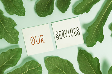 Handwriting text writing Our Services. Conceptual photo The occupation or function of serving Intangible products