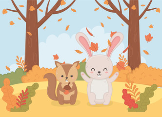 Naklejka premium cute animal autumn season flat design