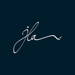 letter JLA logo design inspiration . JLA calligraphy icon . JLA handwriting vector logo design