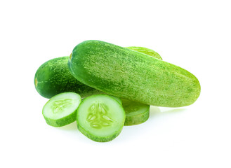 Fresh slice cucumber isolated on white background