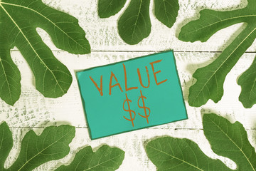 Writing note showing Value Dolar. Business concept for the worth of the process id of the currently...