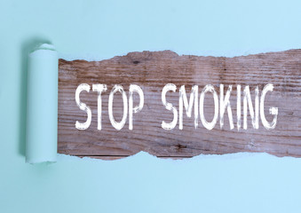 Text sign showing Stop Smoking. Business photo text Discontinuing or stopping the use of tobacco addiction