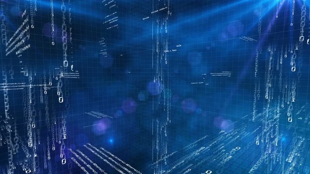 Processes inside computer machine code and programming functions blue back