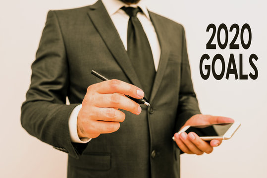 Word writing text 2020 Goals. Business photo showcasing A plan to do for something new and better for the coming year