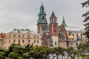 Fototapeta na wymiar Winter in Wawel Royal Castle in Krakow, Poland