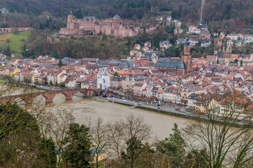 Fototapeta na wymiar Aerial view of Heidelberg with the castle, Germany
