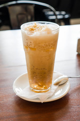 guinomis is a favorite chilled dessert of many Filipinos.  It consist of sago, pinipig, muscovado sugar, gelatin and coconut milk mix together