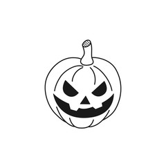 Hand drawn Scary Pumpkin isolated on a white. Sketch. Halloween concept. Vector illustration.