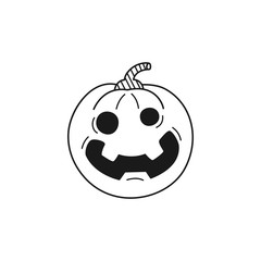 Hand drawn Scary Pumpkin isolated on a white. Sketch. Halloween concept. Vector illustration.