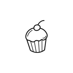 Hand drawn Cupcake isolated on a white. Sketch. Vector illustration.