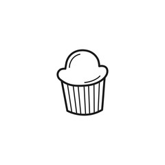 Hand drawn Cupcake isolated on a white. Sketch. Vector illustration.