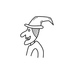 Hand drawn Witch isolated on a white. Sketch. Halloween concept. Vector illustration.