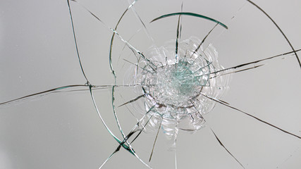 Cracked glass on a white background texture