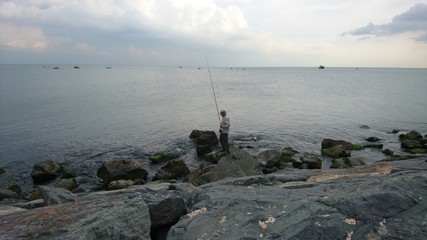 Fototapeta na wymiar fishing in the sea